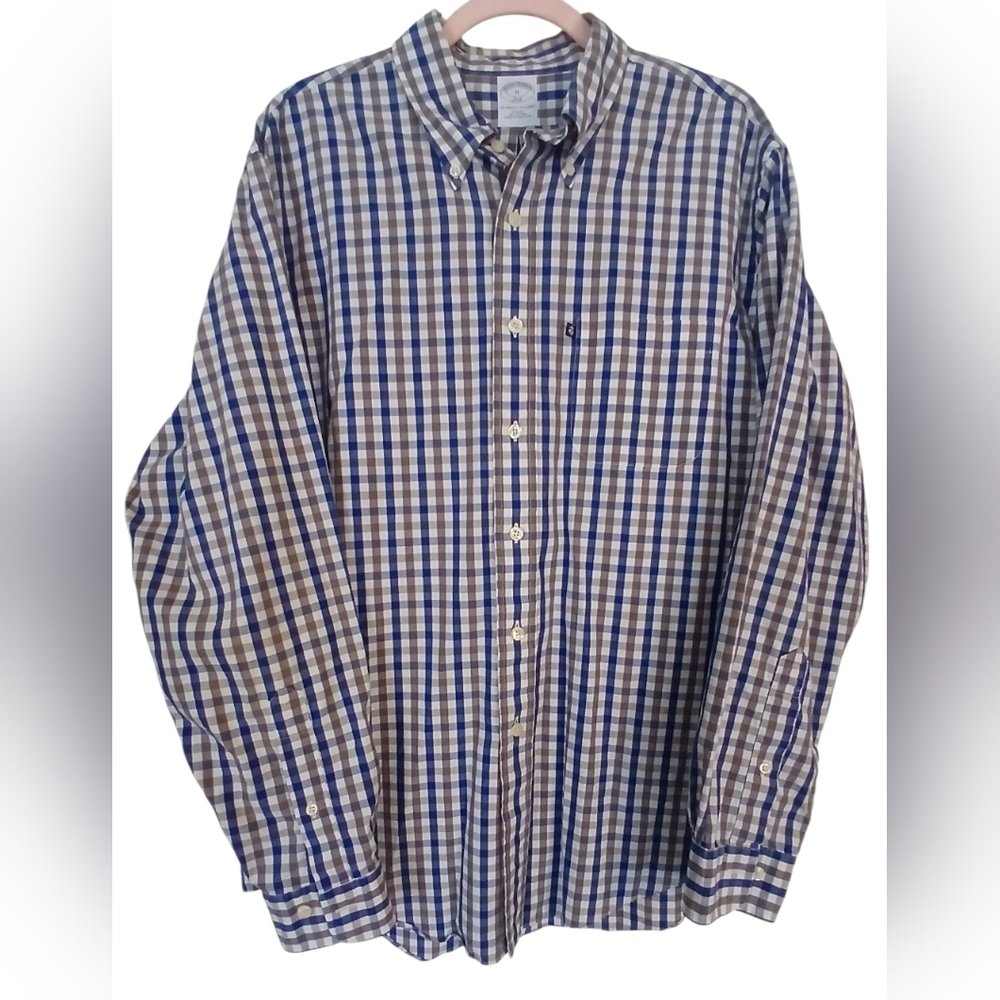Brooks Brothers slim fit plaid long sleeve button-up shirt XL